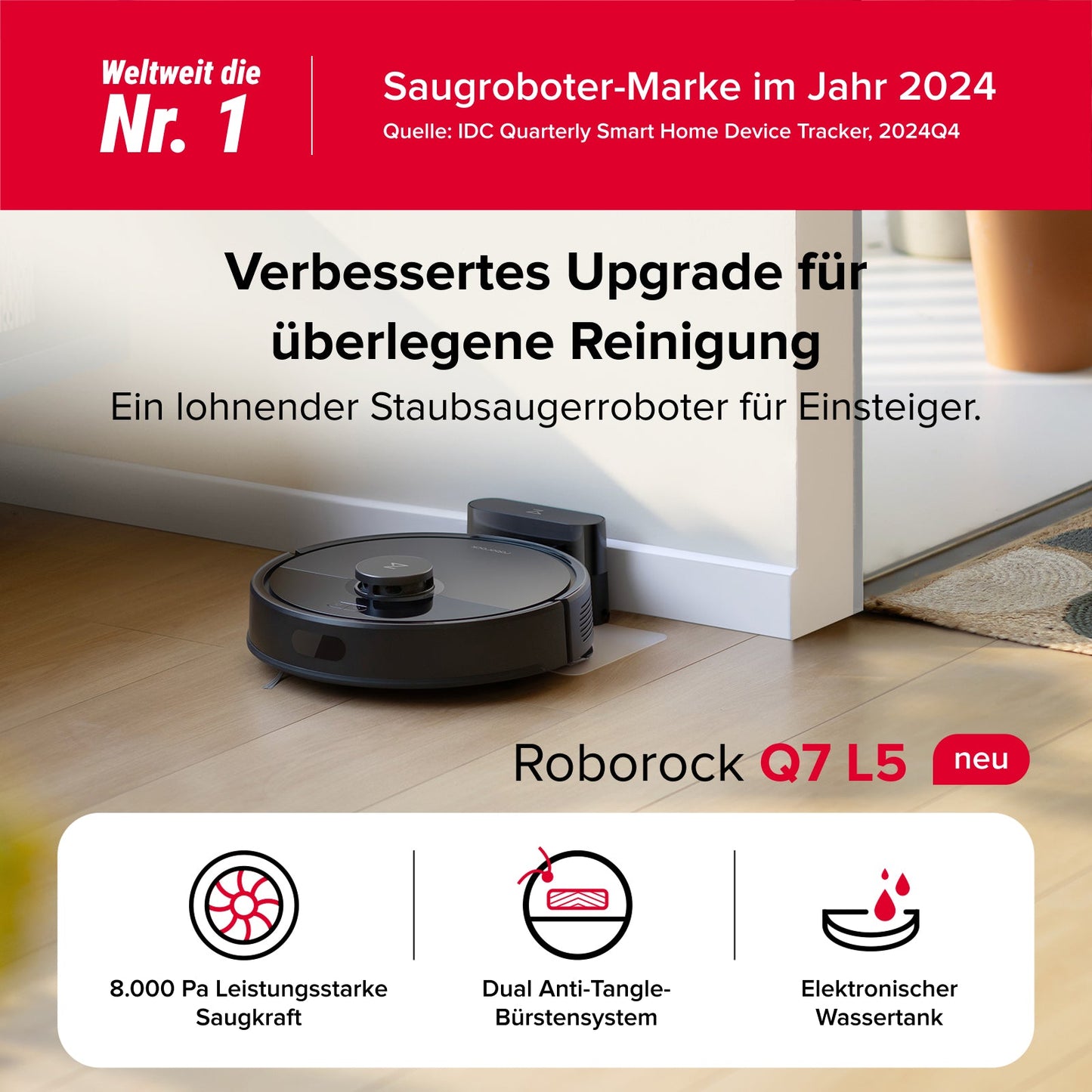 Roborock Q7 L5 Saug- & Wischroboter – 8.000 Pa | Dual Anti-Tangle | HELDENA
