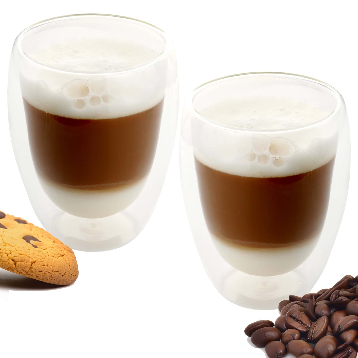 Zwei doppelwandige Gläser Nordic Schiller 350 ml schwebender Effekt für Kaffee