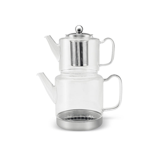 Schaefer Home Kays Doppel-Glasthekessel Induktion 1 L und 2 L transparent fuer Tee
