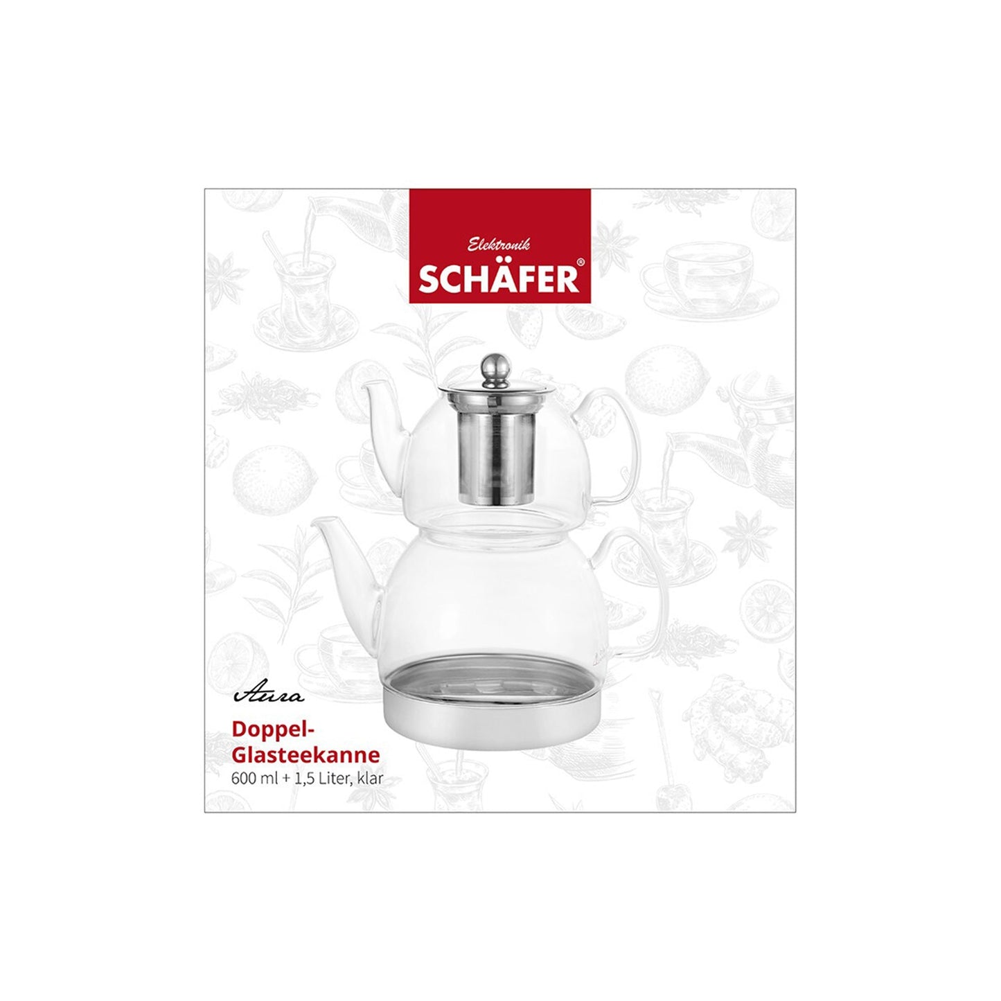 Tuerkischer Doppelthekessel Schaefer Glas auf Induktion fuer Tee und Heisswasser