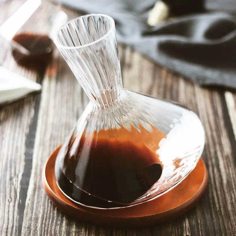 Rotierender Weinbelüfter Kristallglas transparent für Dinner und Geschenk