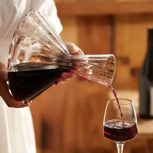 Kristallglas Rotwein Dekanter 360 Grad rotierend für Weinliebhaber