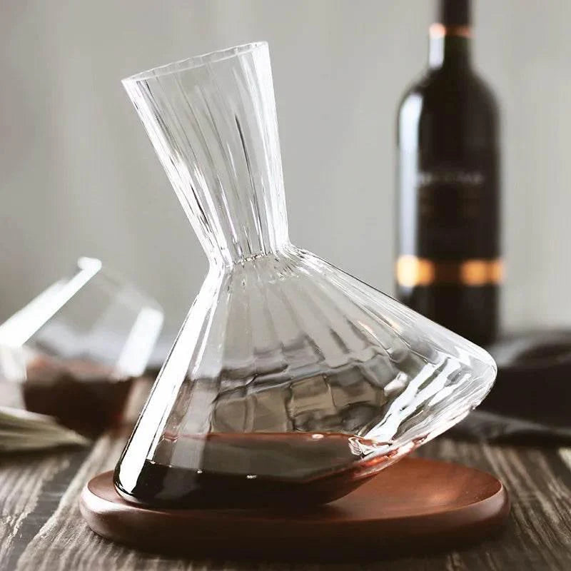 Rotierender Kristallglas Dekanter 1 Liter für Rotwein Belüftung und Home Bar