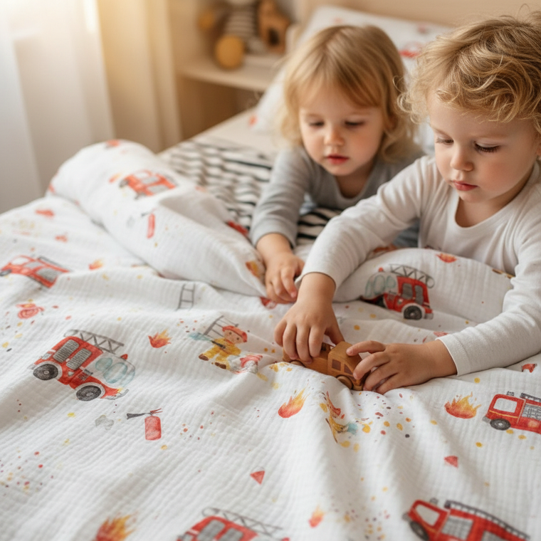 Feuerwehr-Motiv der Kinderbettwäsche „Feuerwehr" mit Feuerwehrauto