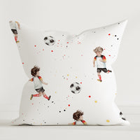 HELDENA Kinder Dekokissen „Fussball" mit Fußball-Motiv, 40 × 40 cm aus Baumwolle