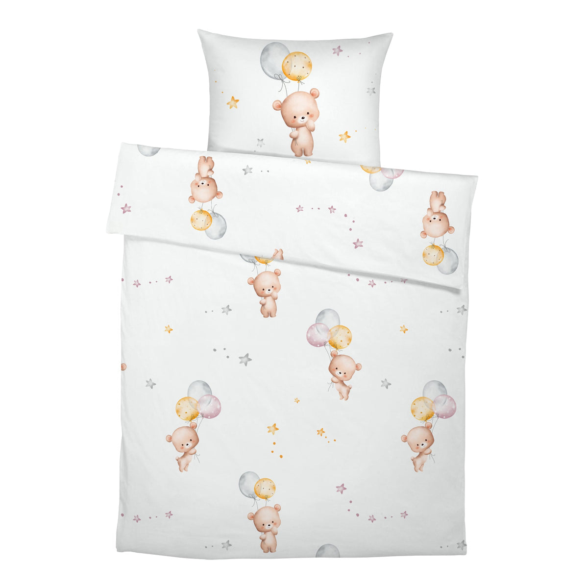 Komplettes Set „Bärchen": Bettbezug und Kissenbezug mit Bären-Motiv