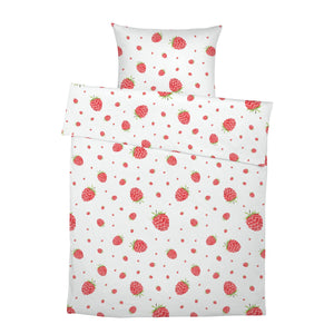 LESLIS Kinderbettwäsche „Himbeeren" – komplettes Set aus Bettbezug und Kissenbezug