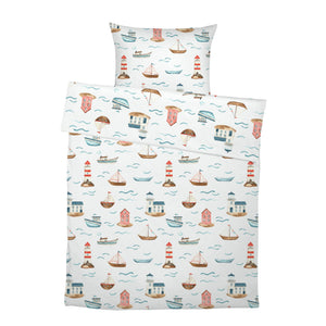 LESLIS Kinderbettwäsche „Am Meer" – komplettes Set aus Bettbezug und Kissenbezug