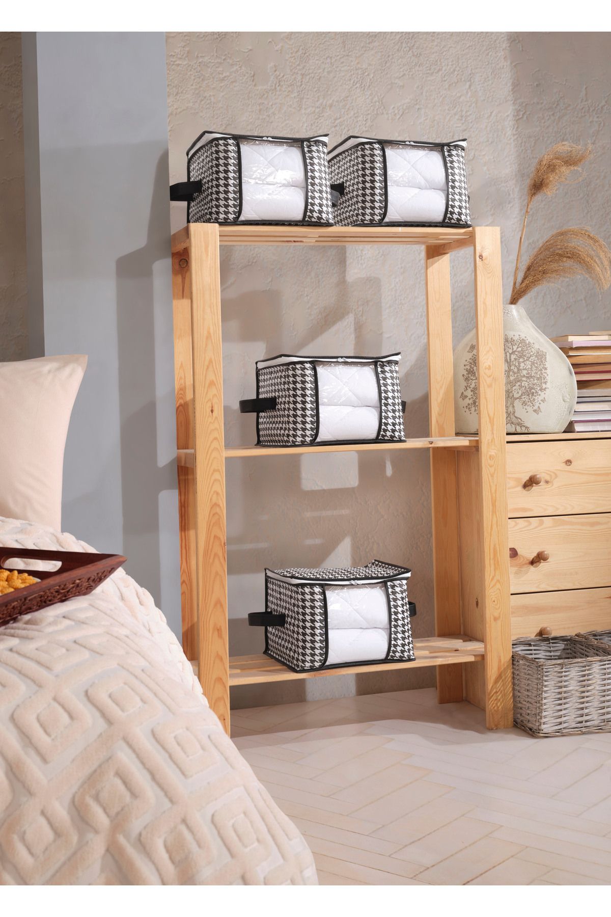 HELDENA Garderoben-Organizer Schwarz 34x22x22 cm 4er Set Sichtfenster