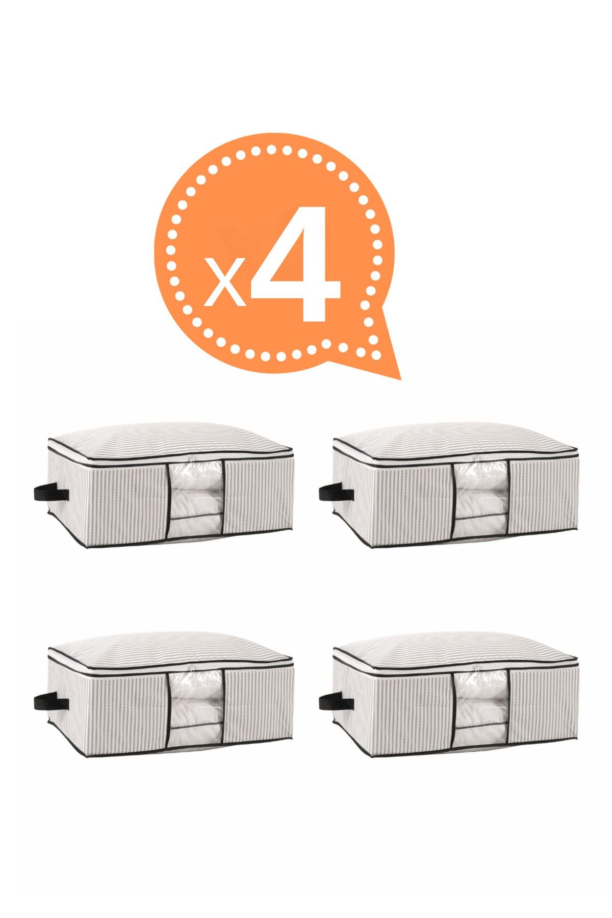 HELDENA Unterbett-Organizer Weiß 64x45x22 cm 4er Set Sichtfenster