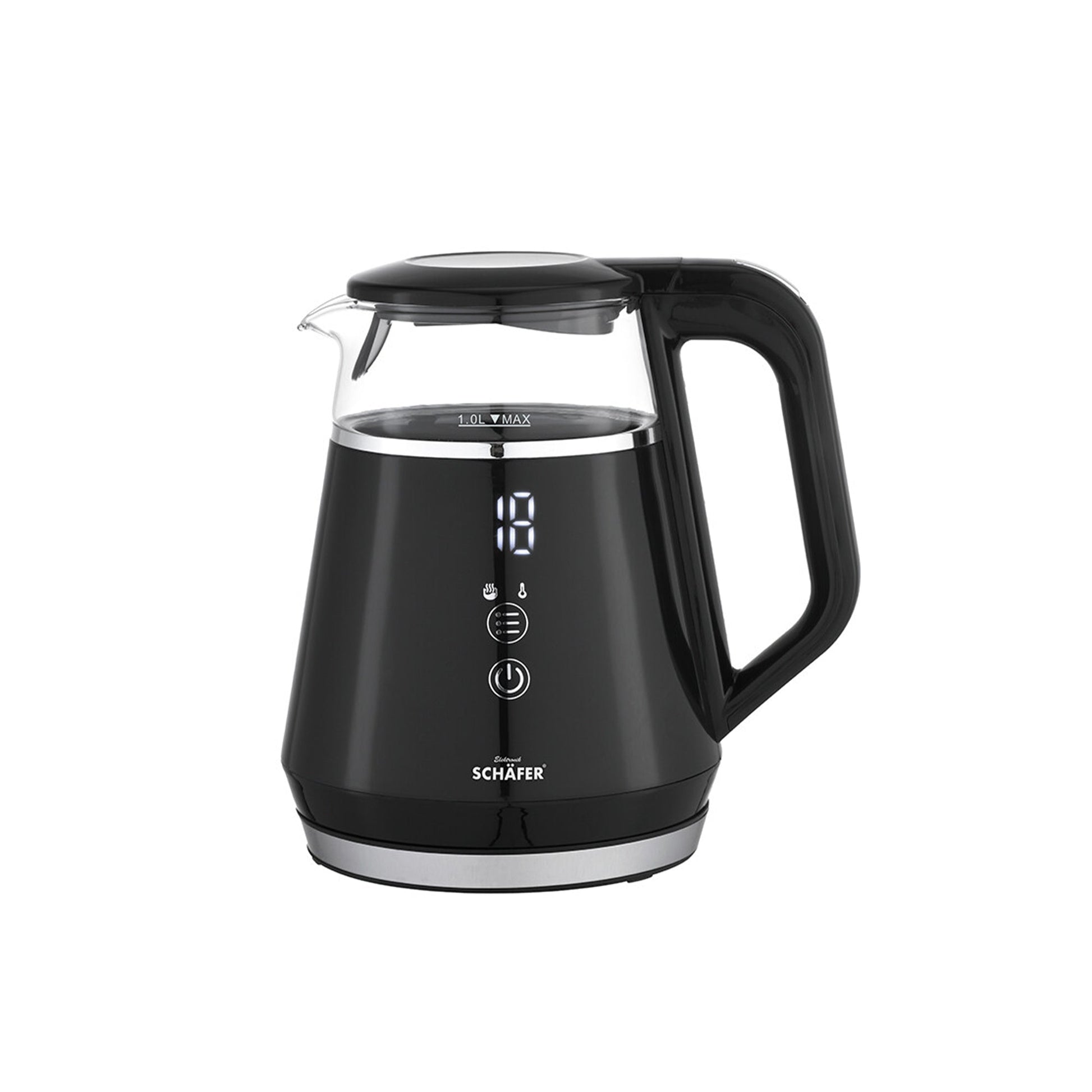 Schaefer Glaswasserkocher 1.0 L Schwarz Induktion fuer Tee und Kaffee