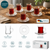 HELDENA Teegläser mit Untertassen 12-tlg. – 6×145 ml + 6×Ø 10,2 cm