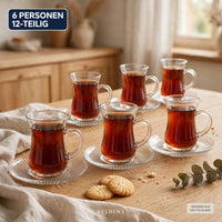 HELDENA Teegläser mit Untertassen 12-tlg. – 6×145 ml + 6×Ø 10,2 cm