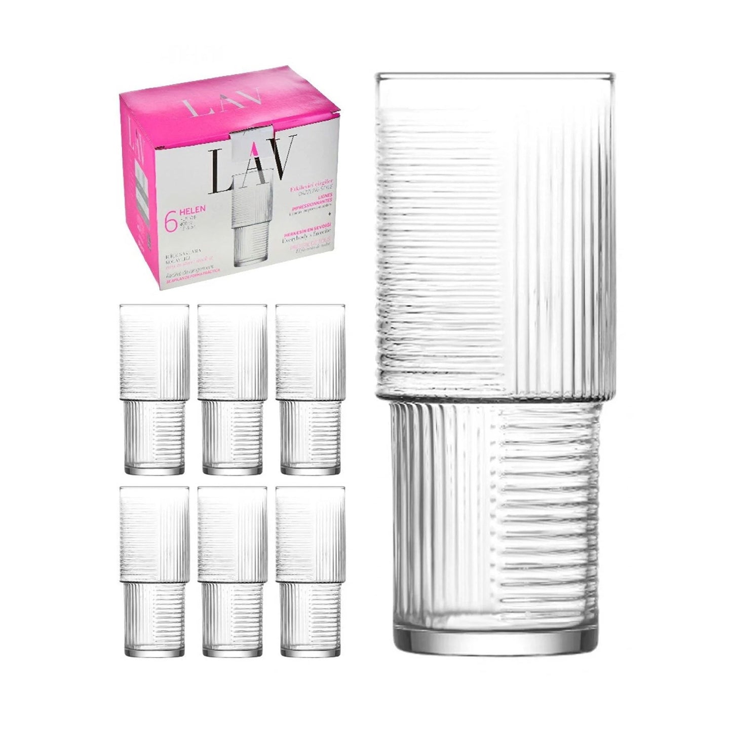 LAV Helen 6er Set Trinkgläser 400 ml spülmaschinengeeignet für Alltag