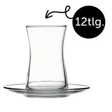 Heybeli Teeset 12-teilig mit Teegläsern und Untertassen aus Klarglas