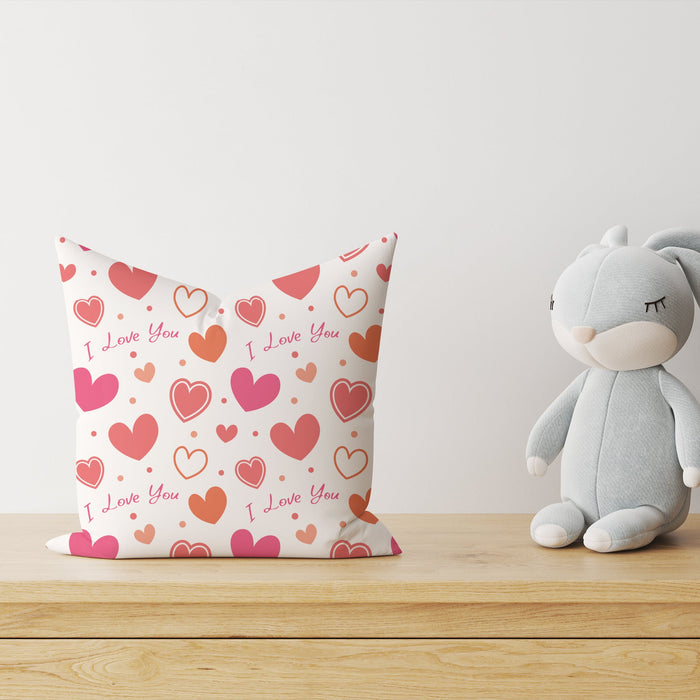LESLIS Kinder Dekokissen „I love you“ – Herzen-Motiv, 40 × 40 cm