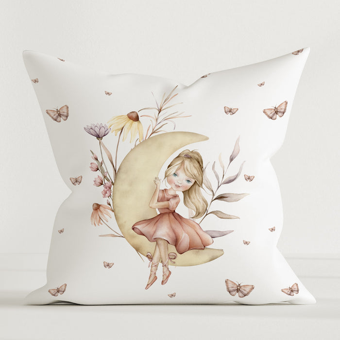 HELDENA Kinder Dekokissen „Sweet Ballerina" mit Ballerina-Motiv, 40 × 40 cm aus Baumwolle