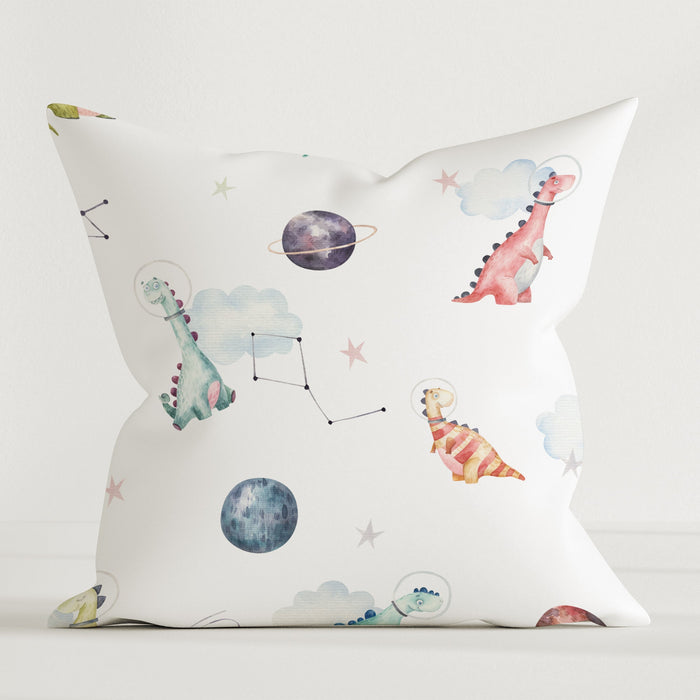 HELDENA Kinder-Dekokissen Dino Galaxy 40 × 40 cm aus Canvas-Baumwolle