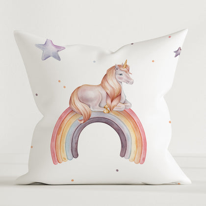 HELDENA Kinder-Dekokissen Regenbogen Einhorn 40 × 40 cm aus Canvas-Baumwolle