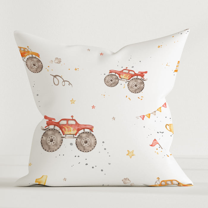 HELDENA Kinder-Dekokissen Monstertrucks 40 × 40 cm aus Canvas-Baumwolle