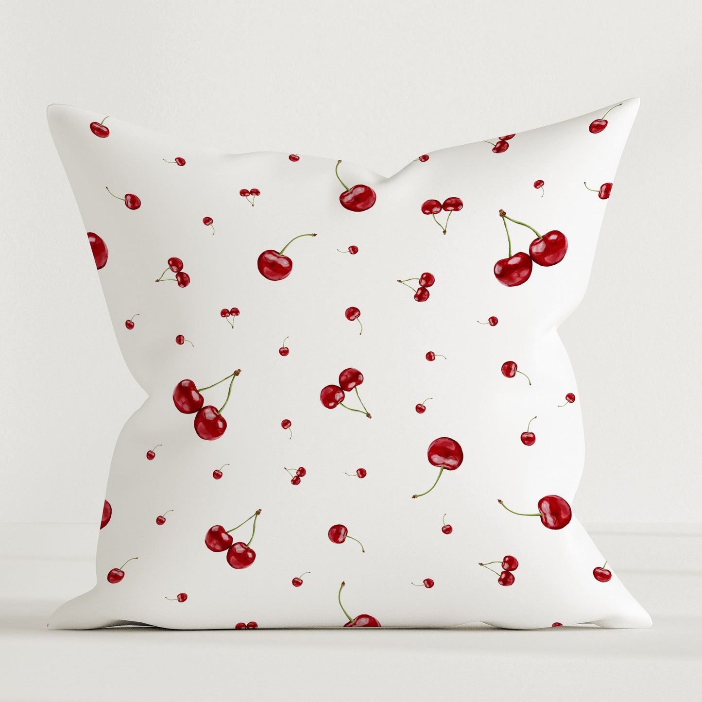 LESLIS Kinder Dekokissen „Kirschen“ – Sommer-Motiv, 40 × 40 cm