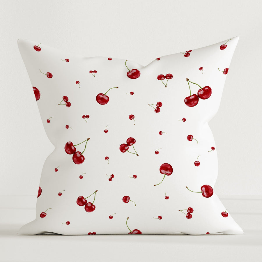 LESLIS Kinder Dekokissen „Kirschen“ – Sommer-Motiv, 40 × 40 cm