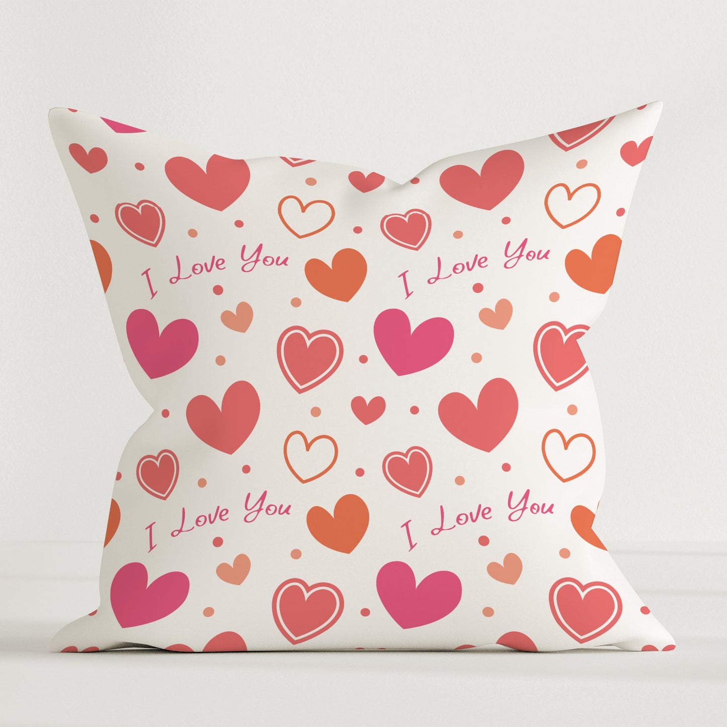 LESLIS Kinder Dekokissen „I love you“ – Herzen-Motiv, 40 × 40 cm