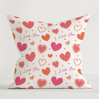 LESLIS Kinder Dekokissen „I love you“ – Herzen-Motiv, 40 × 40 cm