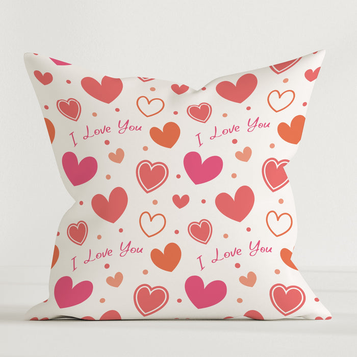 LESLIS Kinder Dekokissen „I love you“ – Herzen-Motiv, 40 × 40 cm