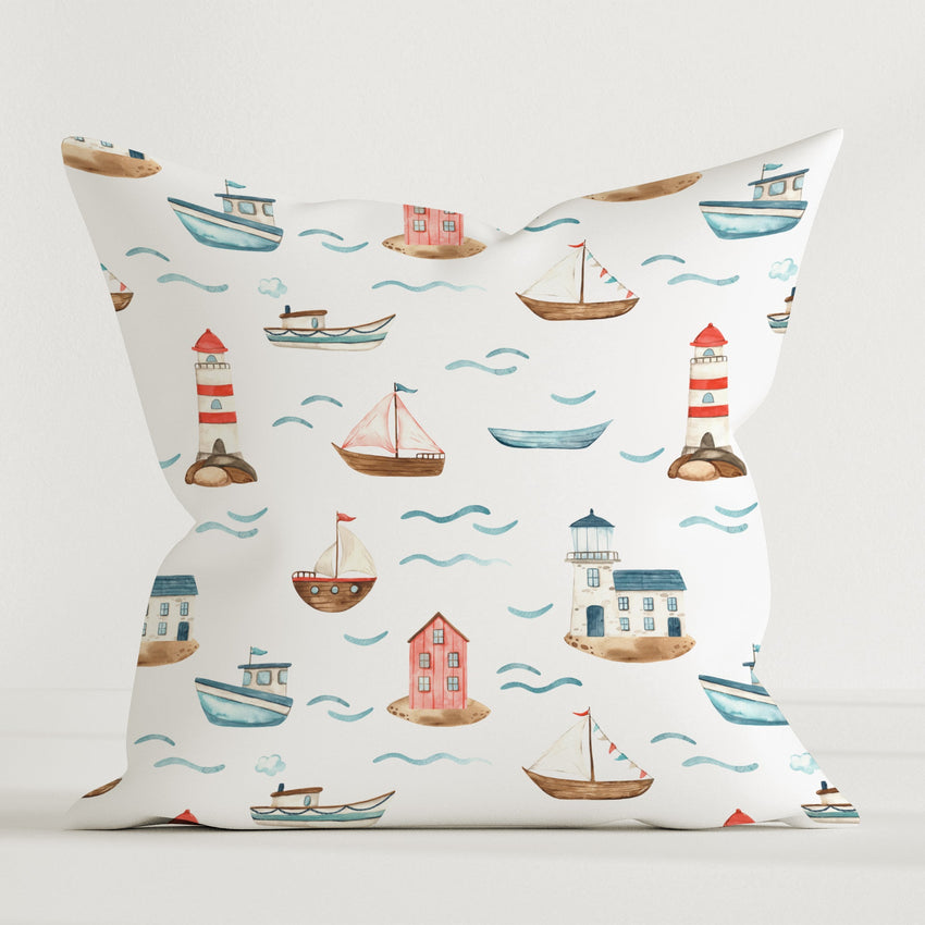 HELDENA Kinder-Dekokissen Am Meer 40 × 40 cm aus Canvas-Baumwolle