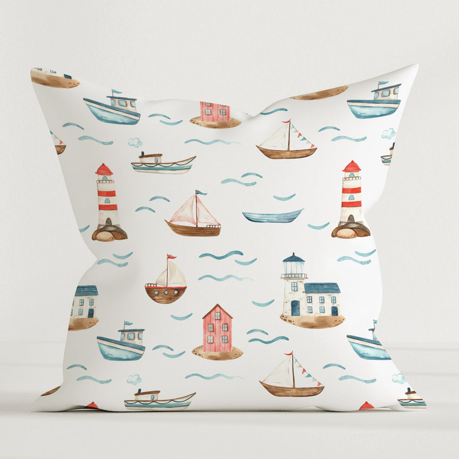HELDENA Kinder-Dekokissen Am Meer 40 × 40 cm aus Canvas-Baumwolle