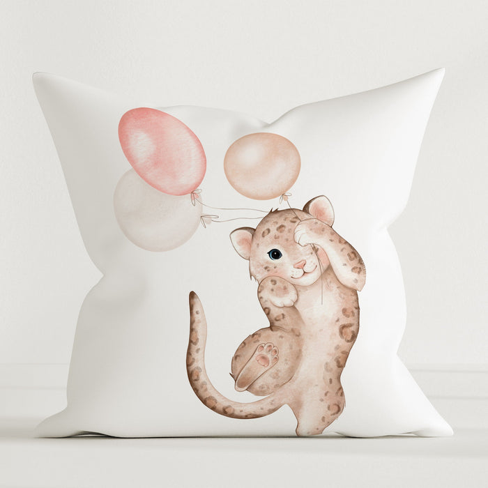 HELDENA Kinder-Dekokissen Der kleine Leopard 40 × 40 cm aus Canvas-Baumwolle