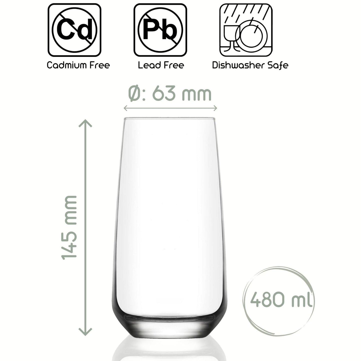 LAV Lal klare Gläser 480 ml für gedeckte Tische