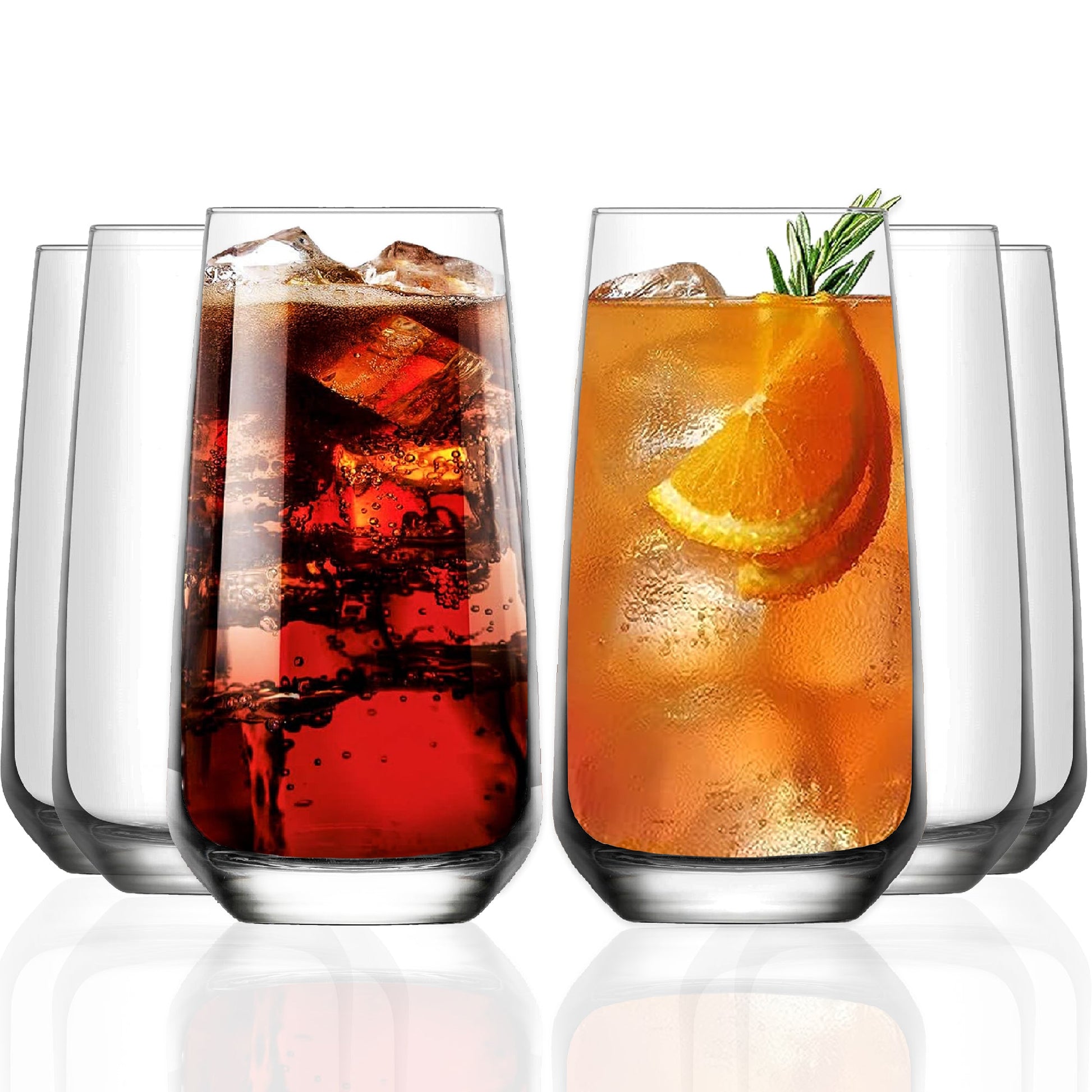 LAV Lal Longdrinkgläser 480 ml 6er Set transparentes Klarglas für Wasser und Cocktails