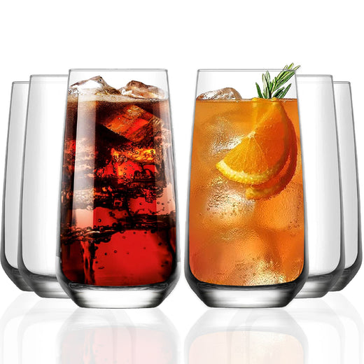 Longdrinkgläser 480 ml 6er Set transparentes Klarglas für Wasser und Cocktails