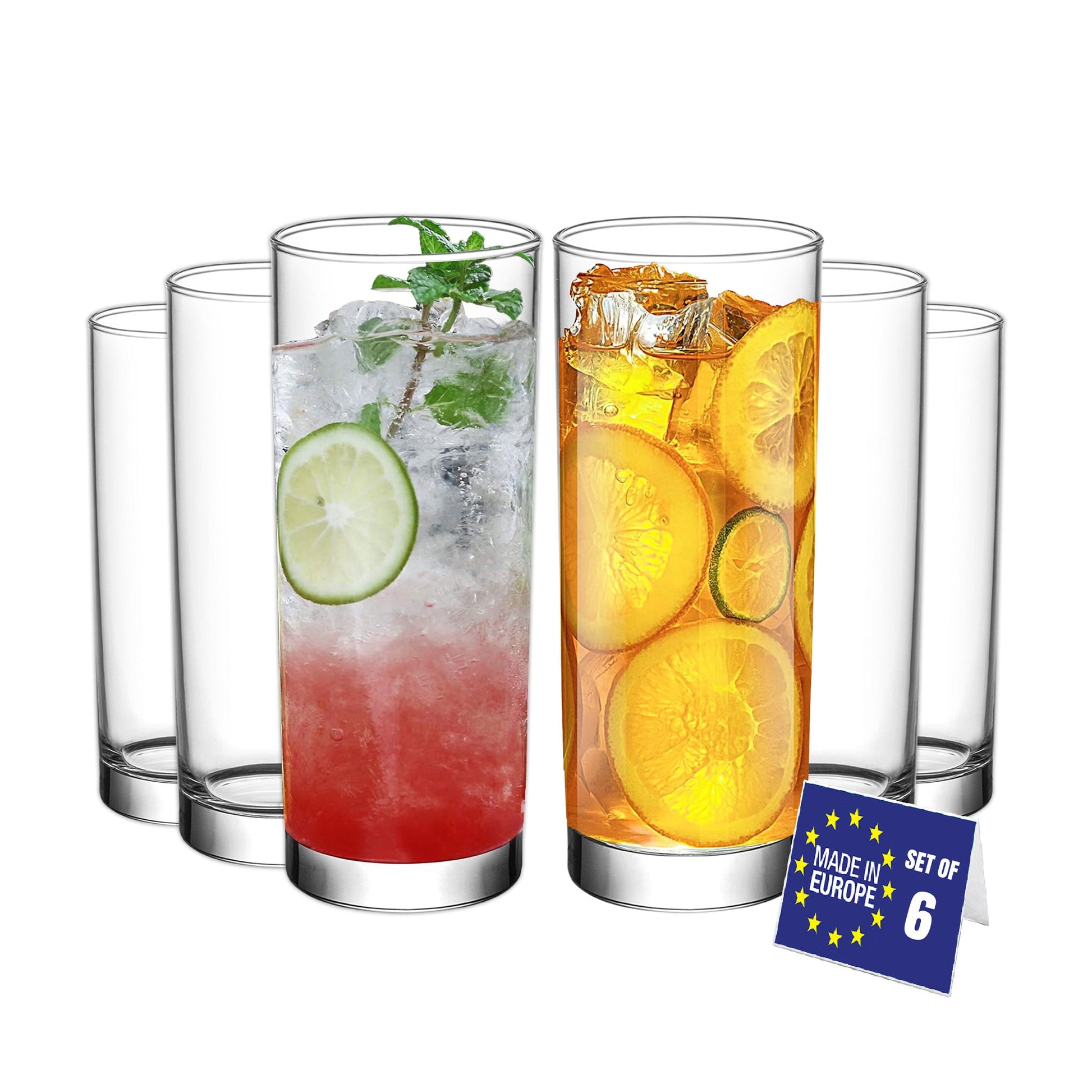 LAV Liberty Longdrinkgläser 360 ml 6er Set aus transparentem Glas für Alltag