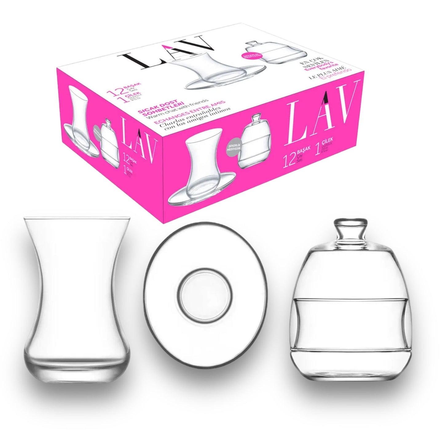 HELDENA Basak Teegläser-Set 135 ml – 13-teilig mit Zuckerdose