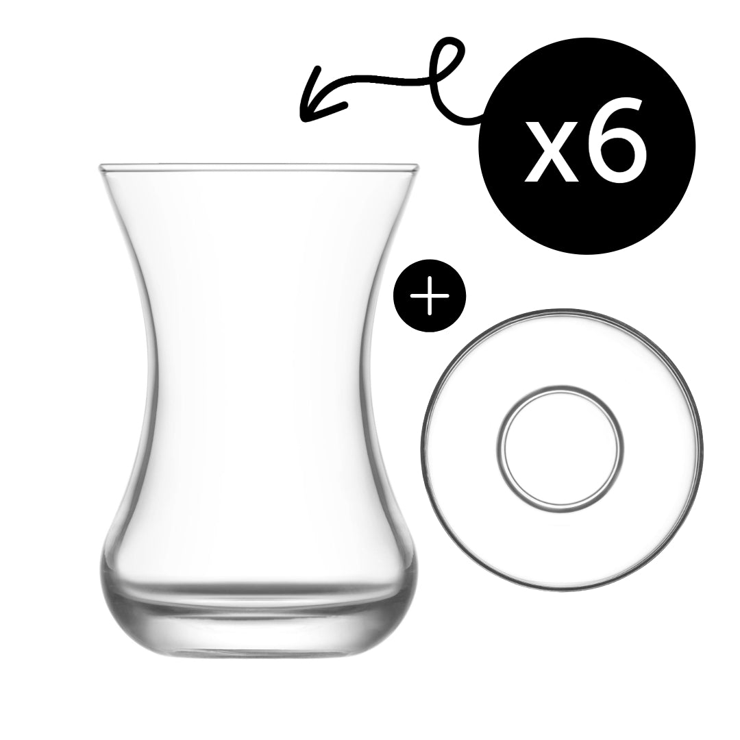 LAV Demet Teegläser 135 ml 12-tlg. Set mit Untertassen für türkischen Tee