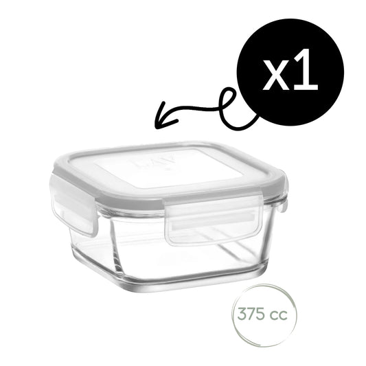 LAV Fresco Glasbehälter 375 ml mit Deckel fuer Kuehlschrank und Meal Prep