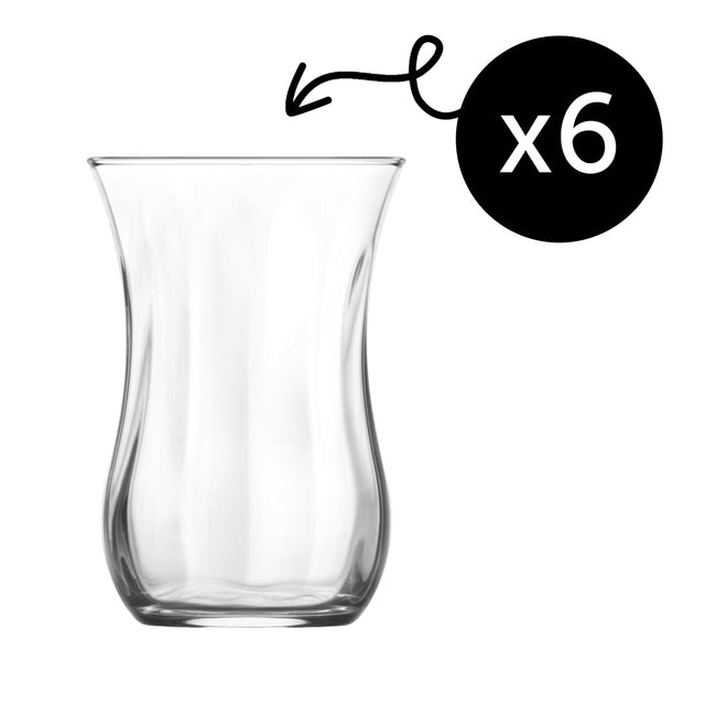 HELDENA Türkische Teegläser 115 ml – 6er Set für Çay auf weißem Hintergrund