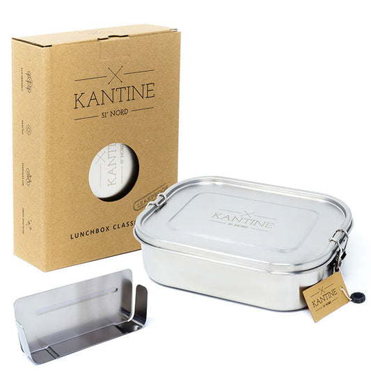 HELDENA Lunchbox Classic XL 1400 ml aus Edelstahl mit flexibler Trennwand