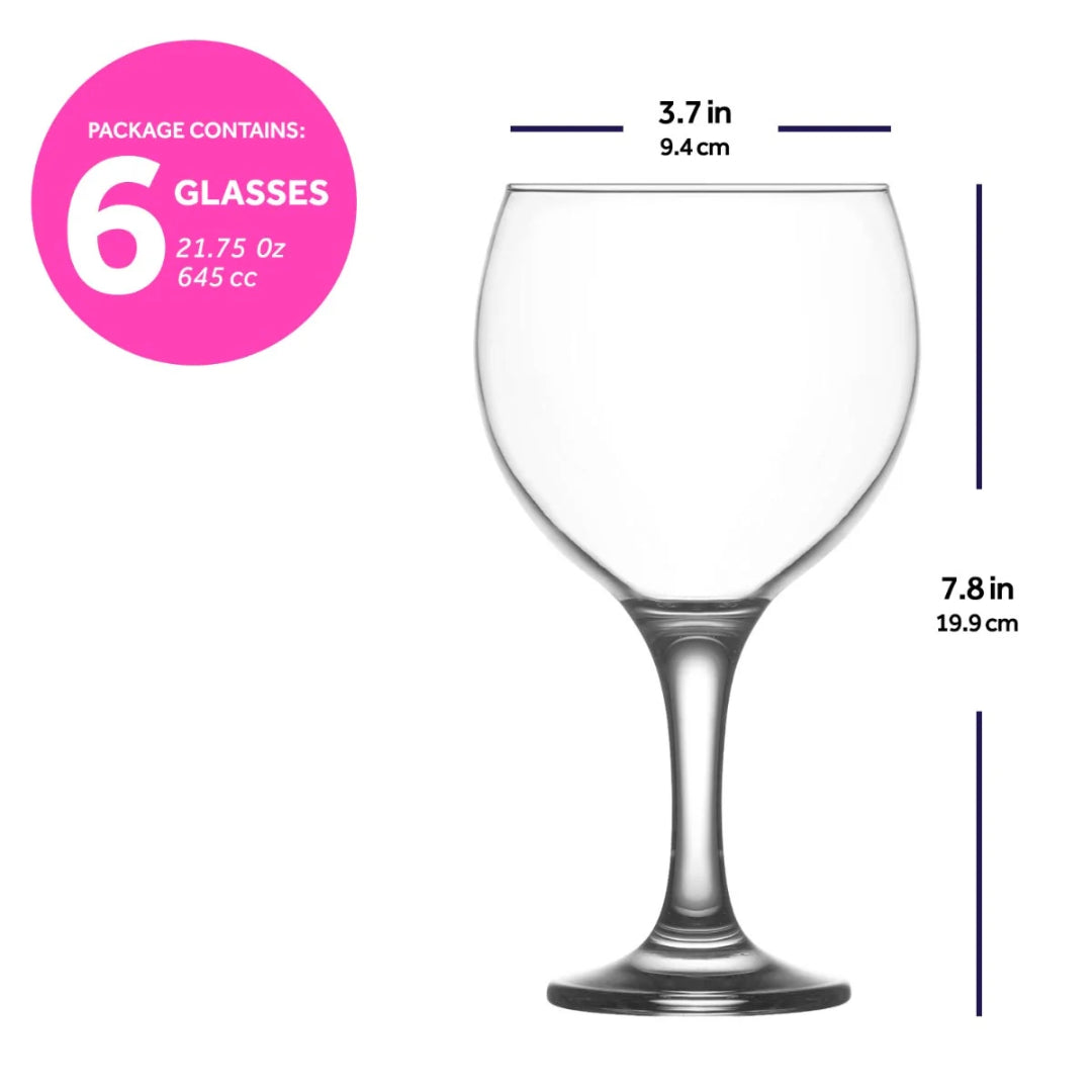 LAV Misket Allzweckglas 645 ml klares Glas für Wein Wasser und Saft