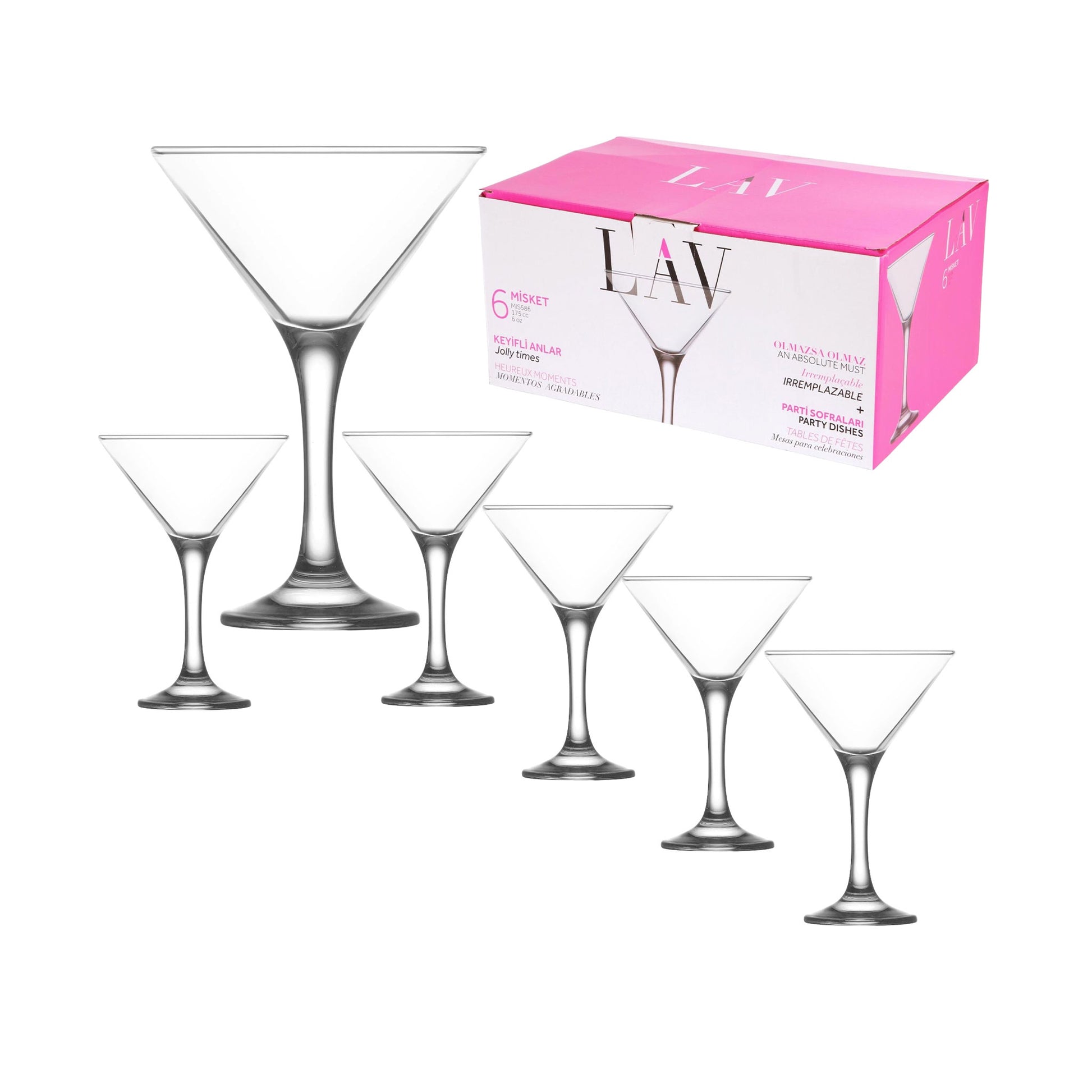HELDENA Misket Martinigläser 175 ml – 6er Set