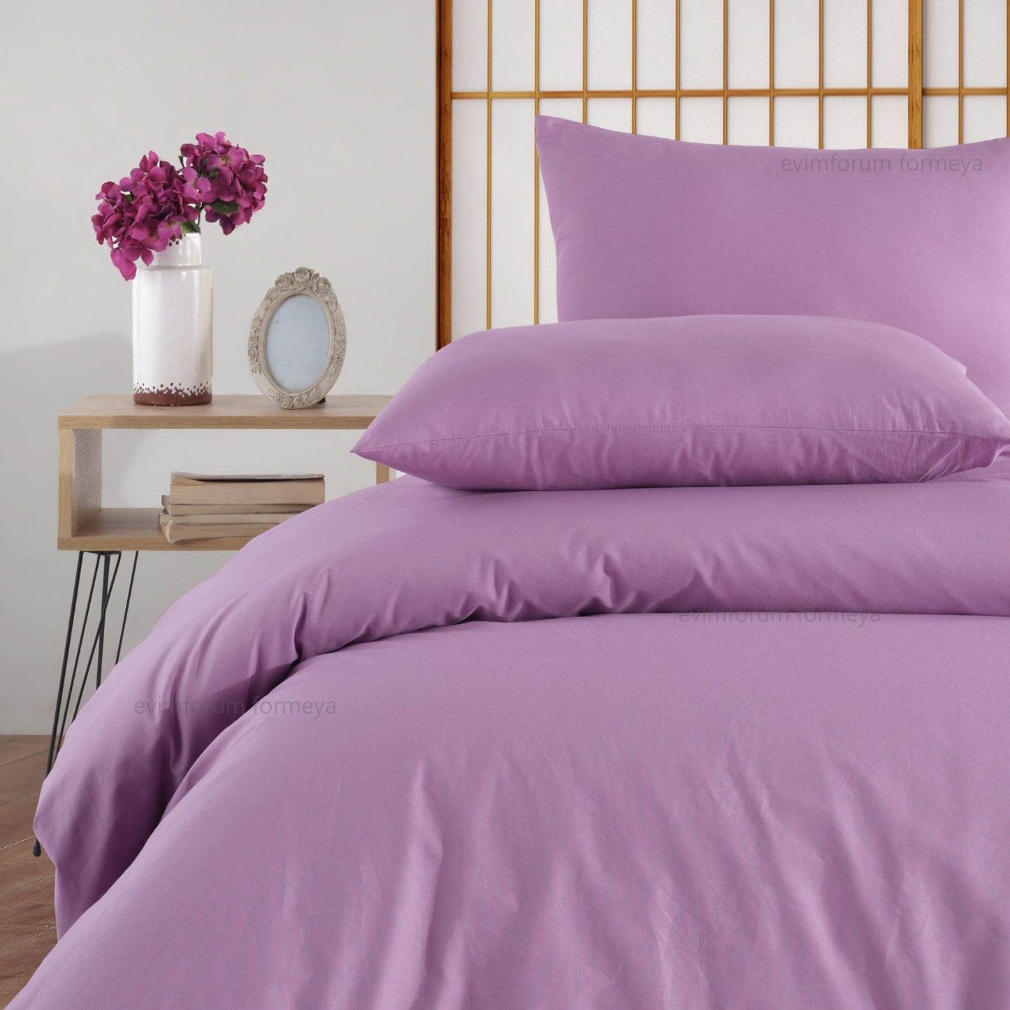 Lila Ranforce Bettwäsche Doppelbett 200x220 cm weich und atmungsaktiv