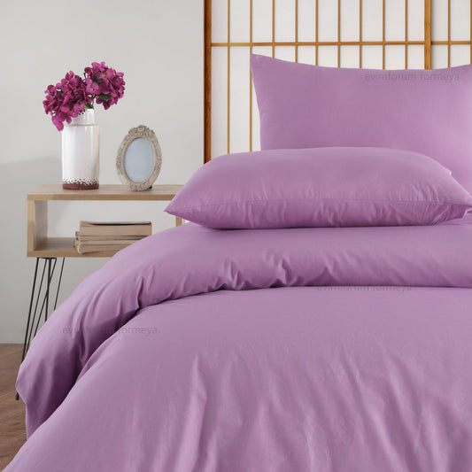 Lila Ranforce Bettwäsche Doppelbett 200x220 cm weich und atmungsaktiv