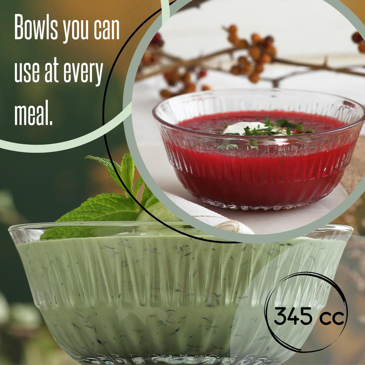 Servierschalen Set aus Glas für Snacks Salat Suppe und kleine Portionen