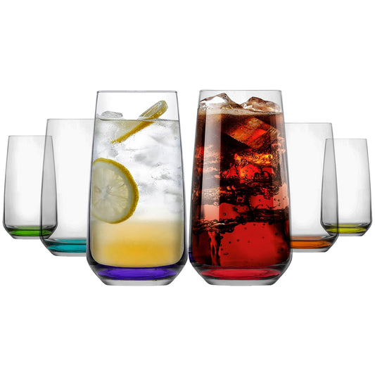 LAV Lal Transparent Rainbow Longdrinkgläser - 480 ml (16 1/4 oz), 6er Set