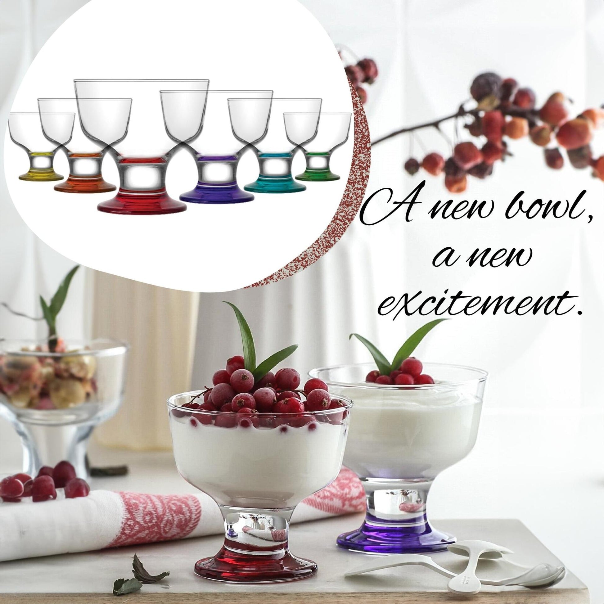 Bunte Eisbecher und Dessertschalen aus Glas von LAV für moderne Tischkultur