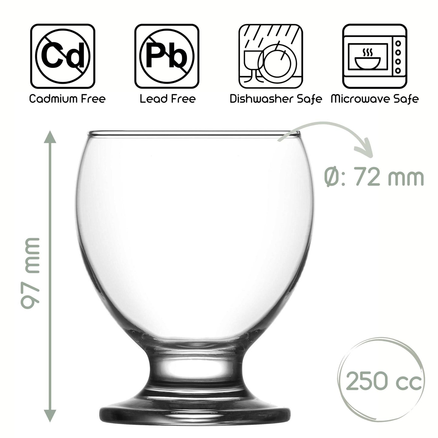 Sechs Teo Gläser 250 ml spülmaschinengeeignet für Haushalt
