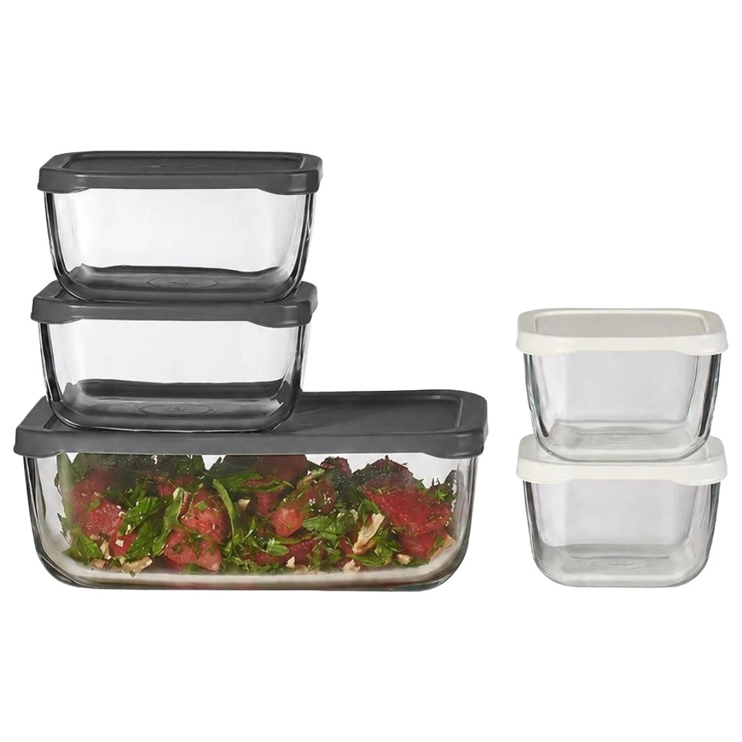HELDENA Snowbox Frischhaltedosen 5er Set – Glas mit Deckel, 3 Größen